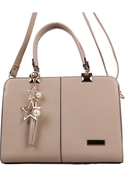 M903 Açık Vizon Suni Deri Bayan Çapraz El ve Omuz Çantası modelleri