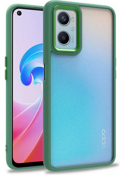 Oppo A36 Kapak Metal Kamera Korumalı Arkası Şeffaf Silikon Kılıf - Yeşil