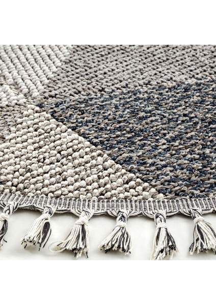 Bress 1401 Gri Hav Toz Vermez Hasır Dokulu Bukle Örgü Modern Desen Yuvarlak Halı fiyatları