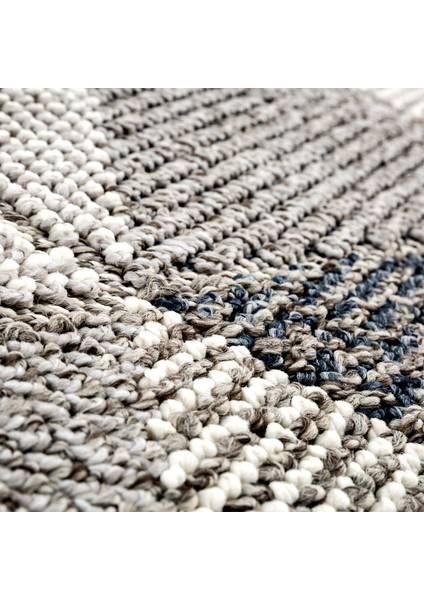 Bress 1401 Gri Hav Toz Vermez Hasır Dokulu Bukle Örgü Modern Desen Yuvarlak Halı modelleri