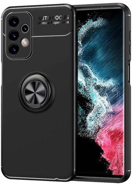 - Samsung Galaxy A23 - Kılıf Yüzüklü Karbon Ravel Silikon Kapak - Siyah