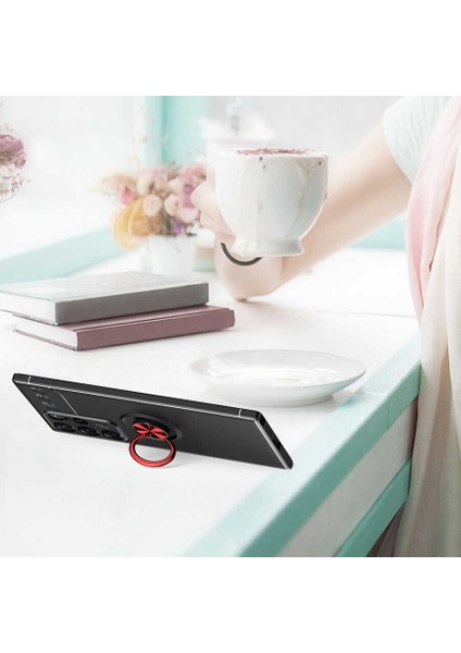 Samsung Galaxy S22 Ultra Kılıf Kamera Çıkıntılı Renkli Yüzüklü Standlı Mıknatıslı Kapak (Ravel) modelleri