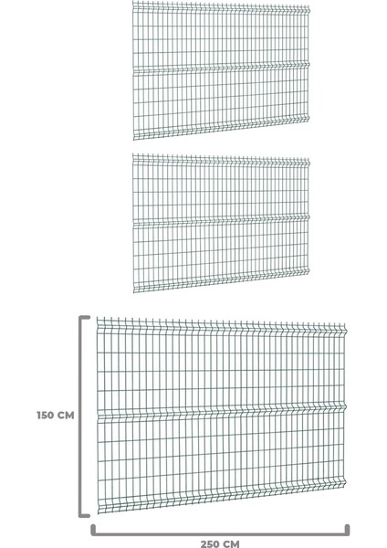 3 'lü Panel Çit Teli 150X250 cm Çift Telli Avantaj Paketi (7,5 Metre)