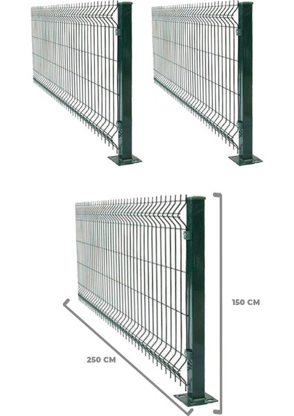 3 'lü Panel Çit Takım 150X250 cm Çift Telli (7,5 Metre)