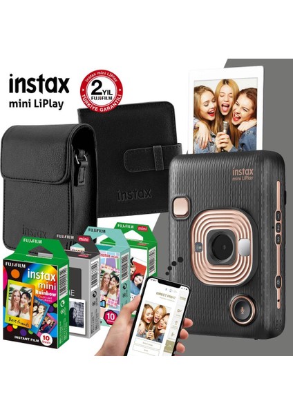 Fujıfılm - Instax Mini Liplay Hybrid Siyah Fotoğraf Makinesi Mega Hediye Seti