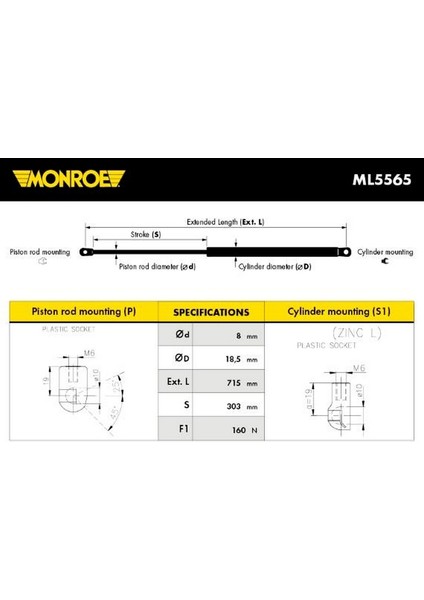 Bmw E65 E66 2001 2009 Motor Kaput Amortisörü (Oem NO:51238240596)