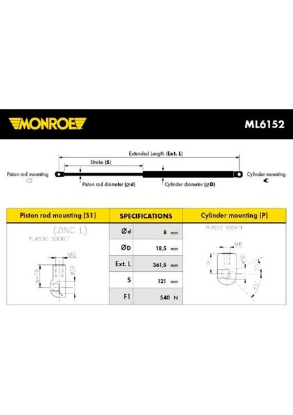 Volkswagen Caddy Touran 2010 Motor Kaput Amortisörü Febı 38190 165398 (Oem NO:1T0823359D)
