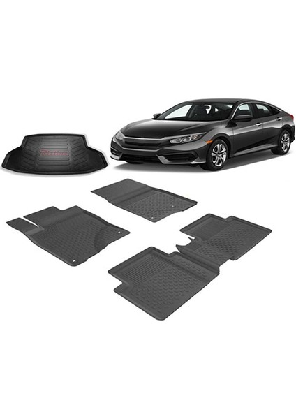 Honda Civic Sedan 2016-2021 4.5d Paspas + Rizline 3D Bagaj Havuzu Set