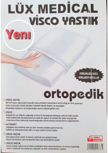 Ortopedik Visco Yastık Boyun Fıtığı, Düzleşmesi, Ağrısı Için Destekli Lüks Ortopedik Yastık