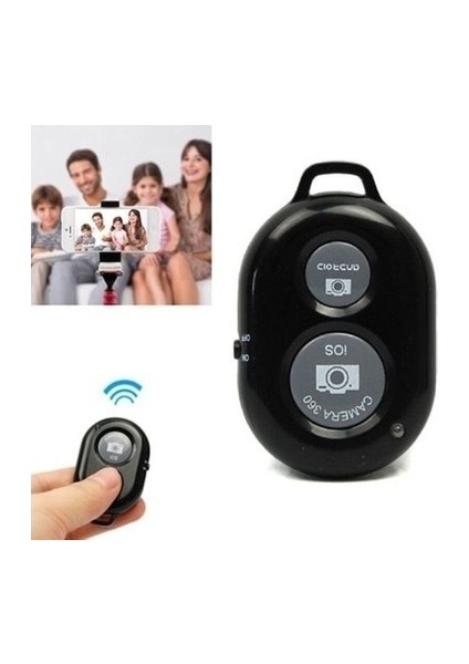 Bluetooth Uzaktan Kumanda Pilli Tüm Telefonlara Uyumlu Video Selfie ve Fotoğraf Çekme Siyah Bluetooth Kumanda fırsatları