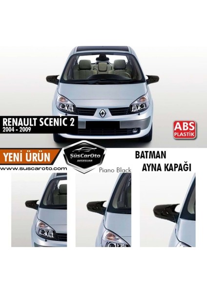 Renault Scenic 2 2004-2009 Batman Yarasa Ayna Kapağı Piano Black Abs Plastik