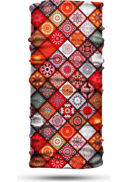 Kırmızı Motif Desenli Motosiklet Boyunluk Bandana