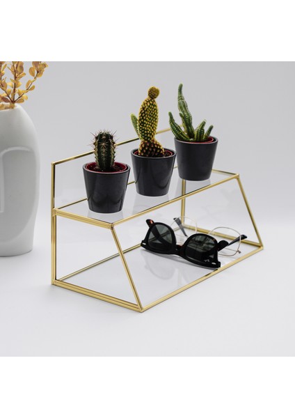 30x17x15 cm Pirinç Cam Takı Aksesuar Makyaj Raflı Kalemlik Düzenleyici Organizer El Crea Designs fırsatları