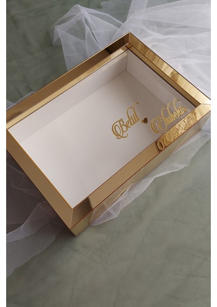 21 x 30 cm Gold Pleksi Kaplı! Derin Anı Çerçevesi! Gül Anı Çerçevesi Gül Kutusu