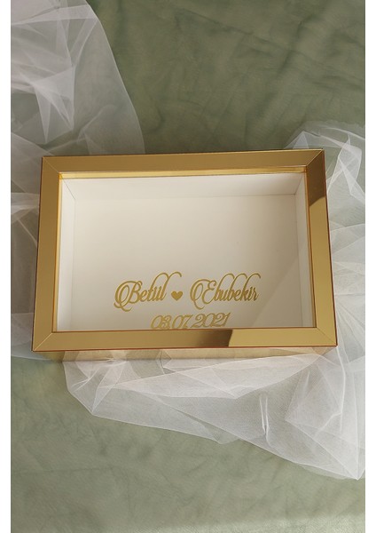 21 x 30 cm Gold Pleksi Kaplı! Derin Anı Çerçevesi! Gül Anı Çerçevesi Gül Kutusu