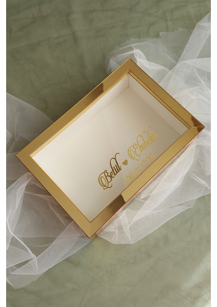21 x 30 cm Gold Pleksi Kaplı! Derin Anı Çerçevesi! Gül Anı Çerçevesi Gül Kutusu