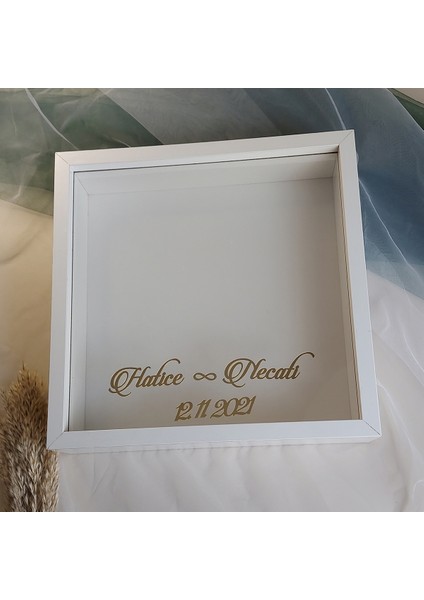 35 x 35 cm 8 cm Derin Beyaz Yeni Moda Gül Kutusu! Anı Çerçevesi Üstten Açılır Pleksi Camlı