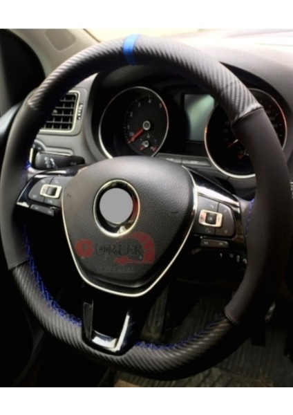 Fiat Linea Alkantra-Karbon Mavi Yüzüklü Dikmeli Direksiyon Kılıf fiyatları