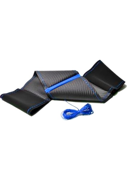 Fiat Linea Alkantra-Karbon Mavi Yüzüklü Dikmeli Direksiyon Kılıf