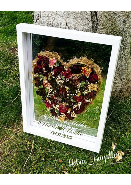 30 x 40 cm Gümüş Zeminli Ledli Derin Gül Anı Çerçevesi! Ayna Çerçeve