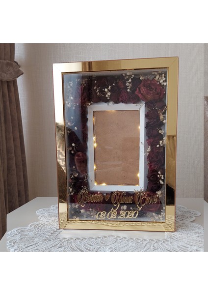 21 x 30 cm Gold Pleksili Yeni Moda Tasarım Gül Kutusu Anı Çerçevesi! Ayna Çerçeve Hkm Ticaret