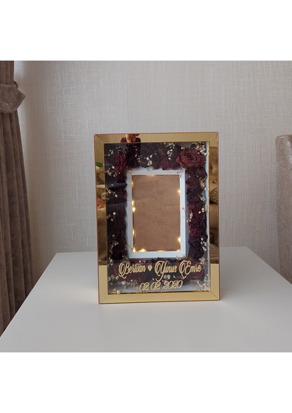 21 x 30 cm Gold Pleksili Yeni Moda Tasarım Gül Kutusu Anı Çerçevesi! Ayna Çerçeve Hkm Ticaret