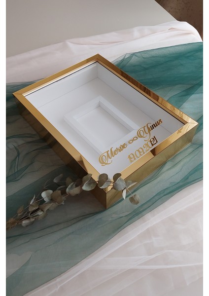 30 x 40 cm Gold Pleksili Ledli Yeni Trend Tasarım Anı Çerçevesi! Ayna Çerçeve modelleri