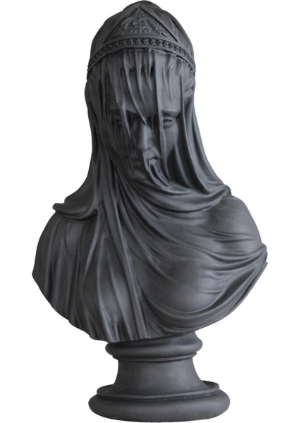 Duvaklı Gelin Tüllü Kadın Siyah Büst Heykel