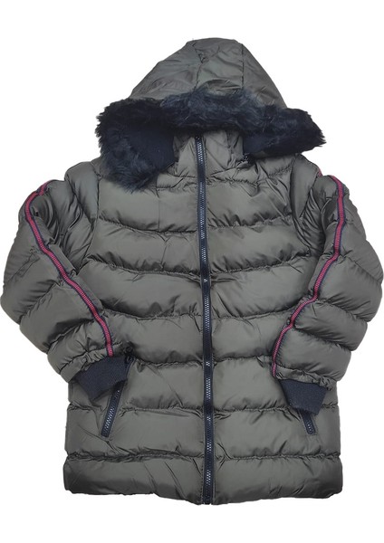 Erkek Çocuk Şerit Detaylı Fermuar Cepli Tüylü Kapüşonlu Şişme Mont Kaban 4001 fiyatları