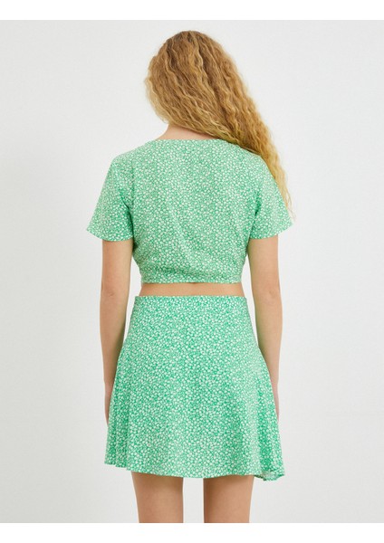 Crop Bluz V Yaka Büzgülü fırsatları