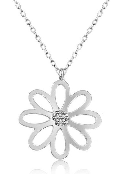 925 Ayar Gümüş Çiçek Kadın Gümüş Kolye