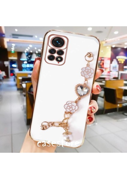Xiaomi Redmi Note 11/11S Kılıf Kamera Korumalı Parlak Gold Kenar Kristal Taşlı Arkası Bileklikli Tutacaklı Silikon fiyatları