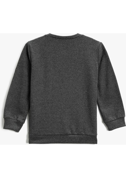 Sweatshirt Uzun Kollu Baskılı Bisiklet Yaka