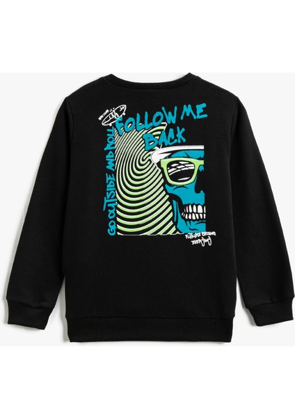 Koton Baskılı Sweatshirt Bisiklet Yaka