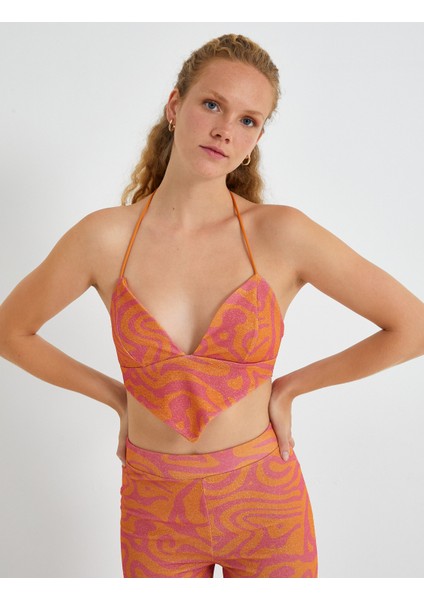Crop Bluz Askılı V Yaka