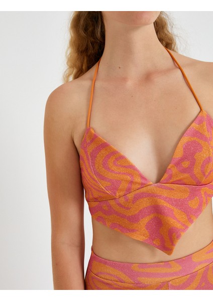 Crop Bluz Askılı V Yaka