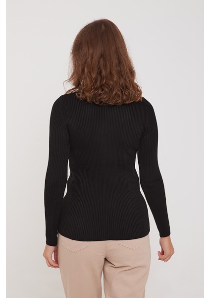 Boğazlı Fitilli Kazak Siyah fırsatları