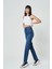 Orta Mavi Yüksek Bel Slim Straight Fit Paçası Yırtmaçlı Fermuarlı Jean Pantolon C 4800-005 1