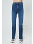 Orta Mavi Yüksek Bel Slim Straight Fit Paçası Yırtmaçlı Fermuarlı Jean Pantolon C 4800-005 3