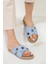 Shoes Çapraz Zımba Detaylı Eva Taban Turkuaz Terlik 3