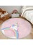 Pembe Zeminde Unicorn Tasarımlı Çocuk & Genç Odası Makinede Yıkanabilir Kaymaz Tabanlı Püsküllü Yuvarlak Çocuk Halısı 1