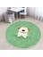 Köpek Desenli Çocuk & Genç Odası Makinede Yıkanabilir Kaymaz Tabanlı Püsküllü Yuvarlak Çocuk Halısı 5