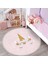 Pembe Zeminde Magic Unicorn Tasarımlı Çocuk & Genç Odası Makinede Yıkanabilir Kaymaz Tabanlı Püsküllü Yuvarlak Çocuk Halısı 2