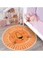 Turuncu Aslan Tasarımlı Çocuk & Genç Odası Makinede Yıkanabilir Kaymaz Tabanlı Püsküllü Yuvarlak Çocuk Halısı 1
