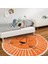 Turuncu Aslan Tasarımlı Çocuk & Genç Odası Makinede Yıkanabilir Kaymaz Tabanlı Püsküllü Yuvarlak Çocuk Halısı 5