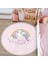 Pembe Zeminde Unicorn Desenli Çocuk & Genç Odası Makinede Yıkanabilir Kaymaz Tabanlı Püsküllü Yuvarlak Çocuk Halısı 3