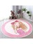 Fashion Girl Çocuk & Genç Odası Makinede Yıkanabilir Kaymaz Tabanlı Püsküllü Yuvarlak Çocuk Halısı 2