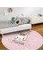 Pembe Zeminli Little Princess Desenli Çocuk & Genç Odası Makinede Yıkanabilir Kaymaz Tabanlı Püsküllü Yuvarlak Çocuk Halısı 5