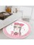 Fashion Girl Çocuk & Genç Odası Makinede Yıkanabilir Kaymaz Tabanlı Püsküllü Yuvarlak Çocuk Halısı 3