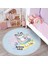 Yaz Temalı Unicorn Kedi Tasarımlı Çocuk & Genç Odası Makinede Yıkanabilir Kaymaz Tabanlı Püsküllü Yuvarlak Çocuk Halısı 5